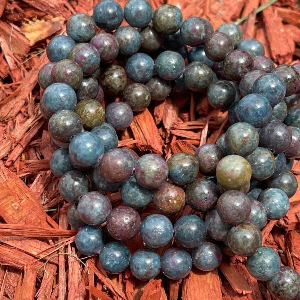 Ruby Fuchsite with Kyanite beaded bracelet 6.75” crystal healing emotional suppo - Picture 2 of 12